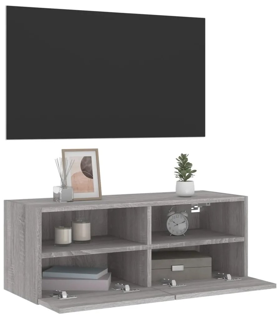 Móvel de parede p/ TV 80x30x30cm derivados madeira cinza sonoma