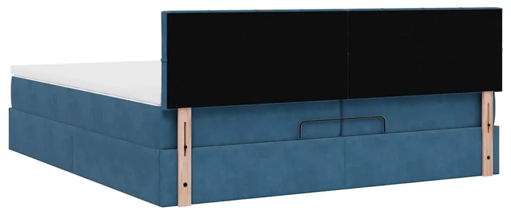 Estrutura de cama otomana com colchão 200x200 cm azul escuro