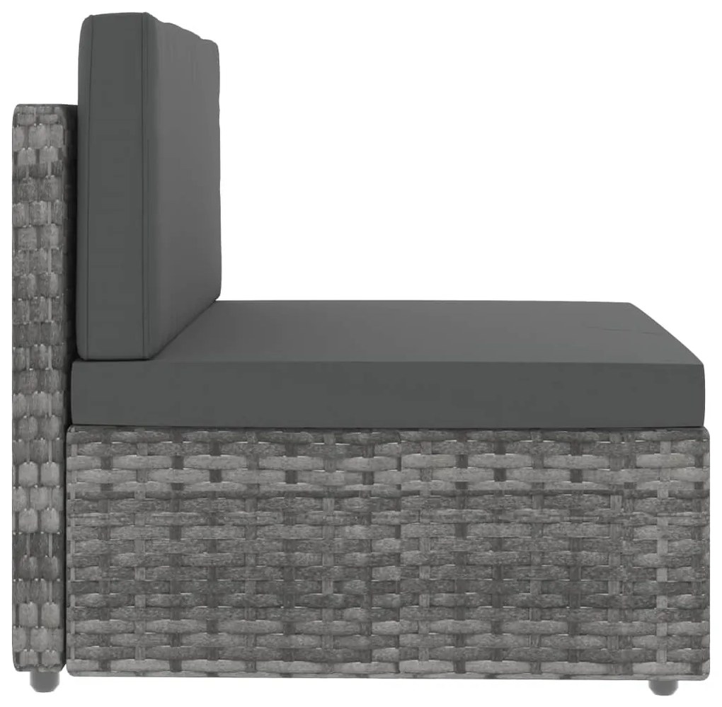8 pcs conjunto lounge de jardim vime PE cinzento
