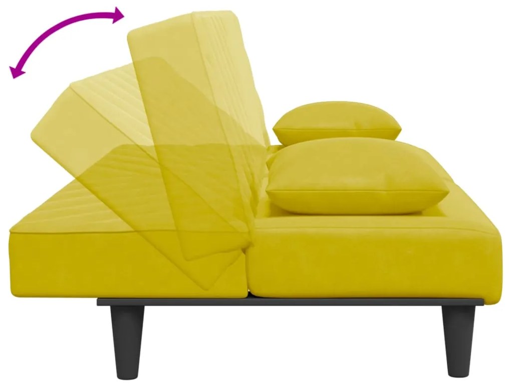 2 pcs conjunto de sofás com almofadas veludo amarelo