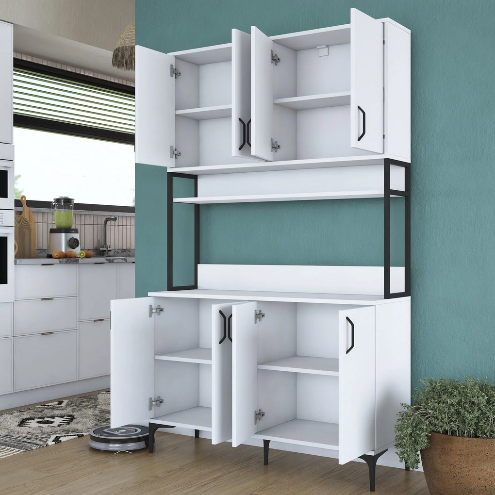 Armário Alto de Cozinha "Stella" - 120 x 198,6 x 40 cm - Branco - Desi