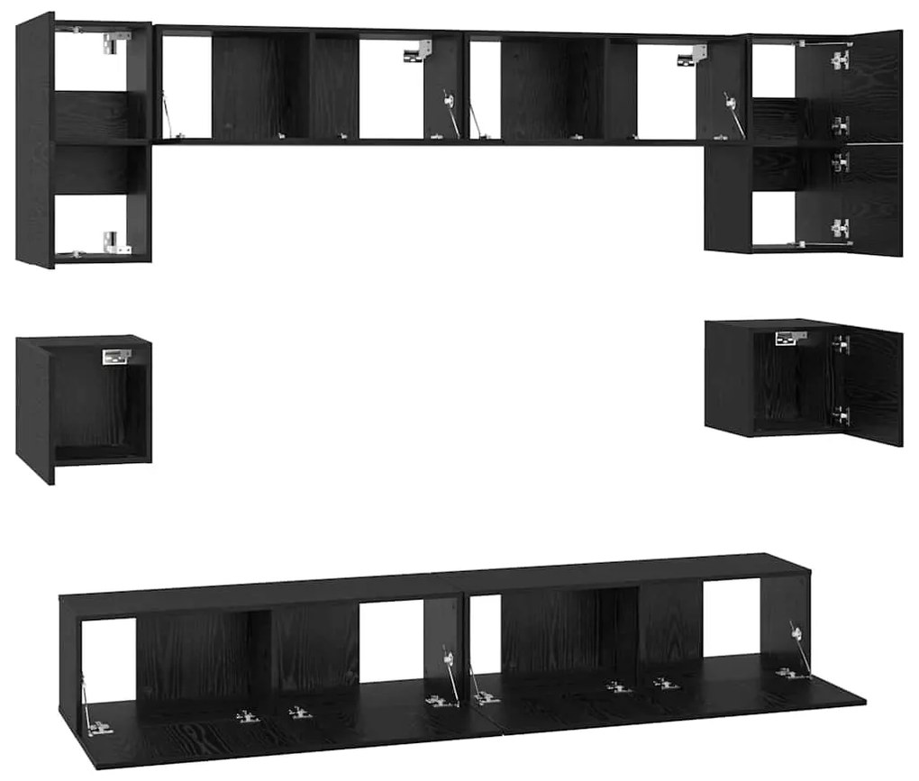 Conjunto de móvel de TV 8 pcs Carvalho Preto 100 x 30 x 30 cm