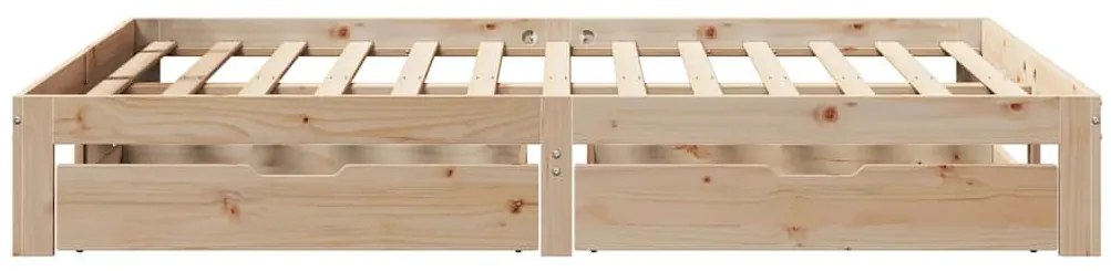 Estrutura de cama c/ gavetas 140x190 cm madeira de pinho maciça