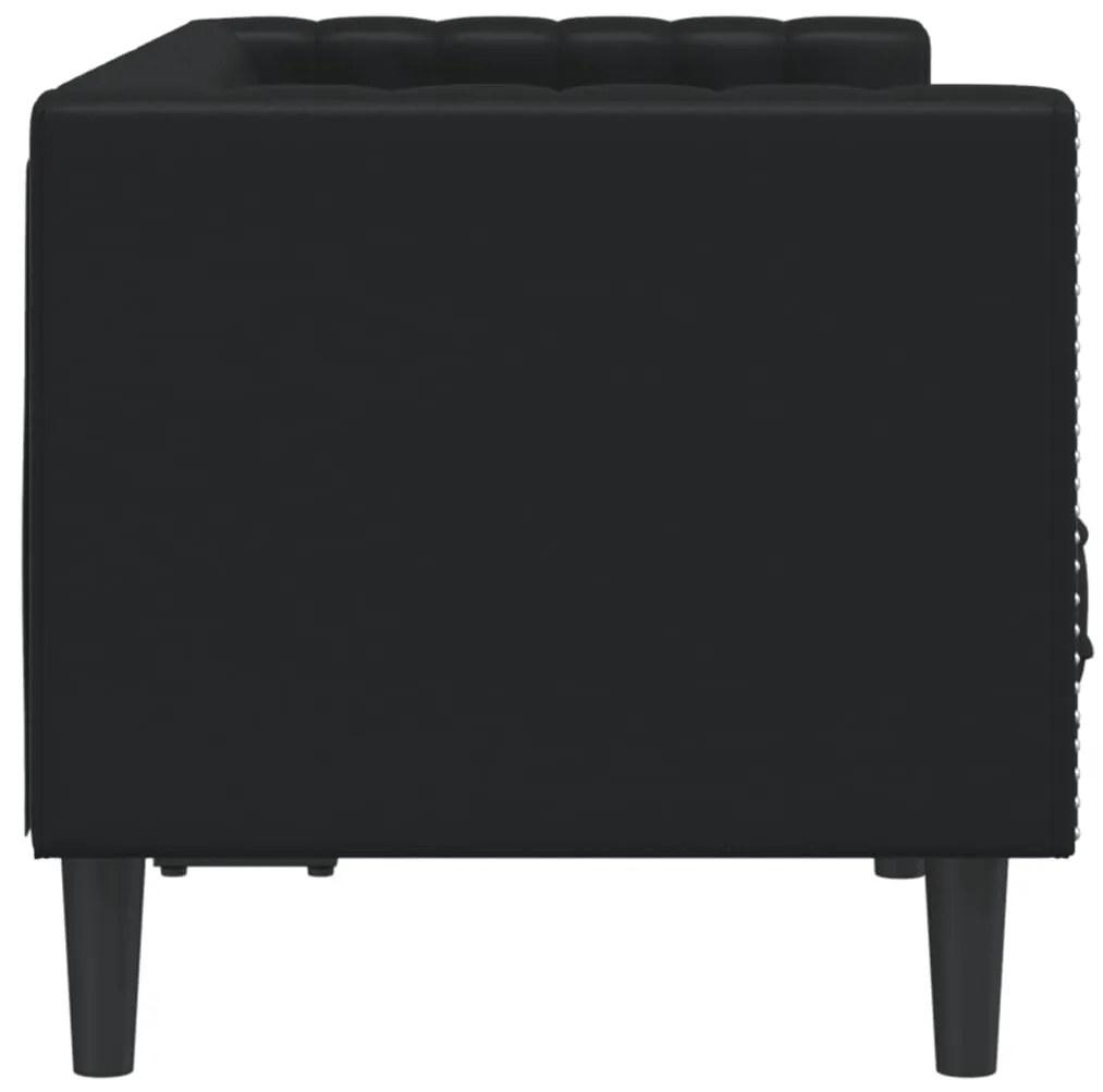 Sofá chesterfield 2 lugares couro artificial preto