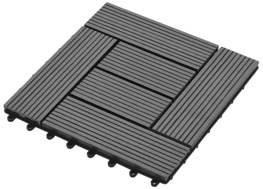 Ladrilhos de pavimento 22 pcs WPC 2m² 30x30 cm cinzento