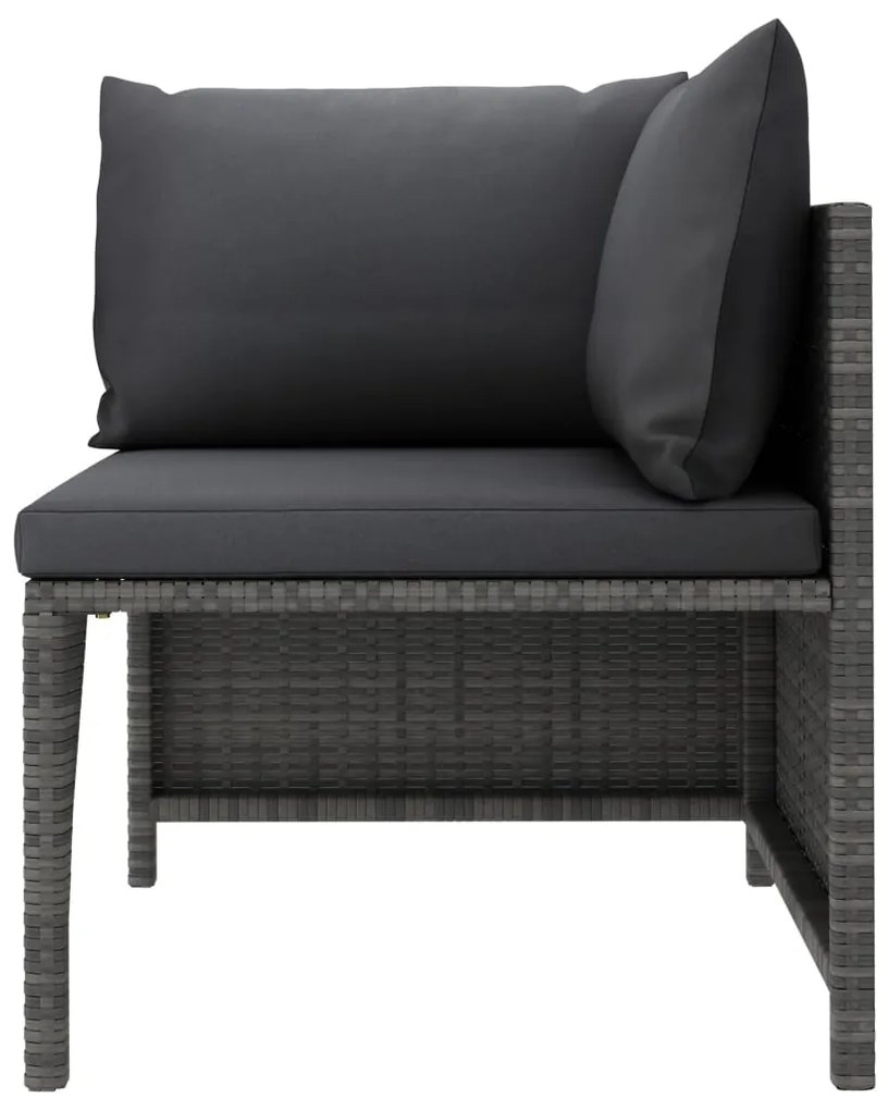 6 pcs conjunto lounge de jardim c/ almofadões vime PE cinzento