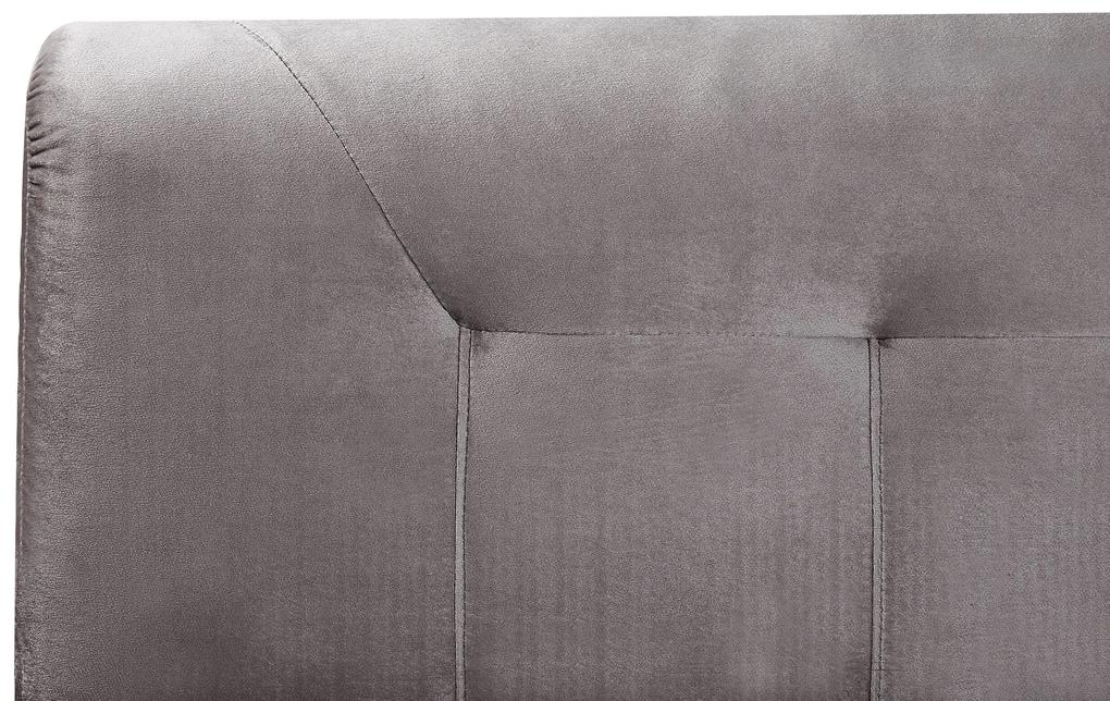 Cama de casal continental em veludo cinzento 180 x 200 cm MARQUISE Beliani