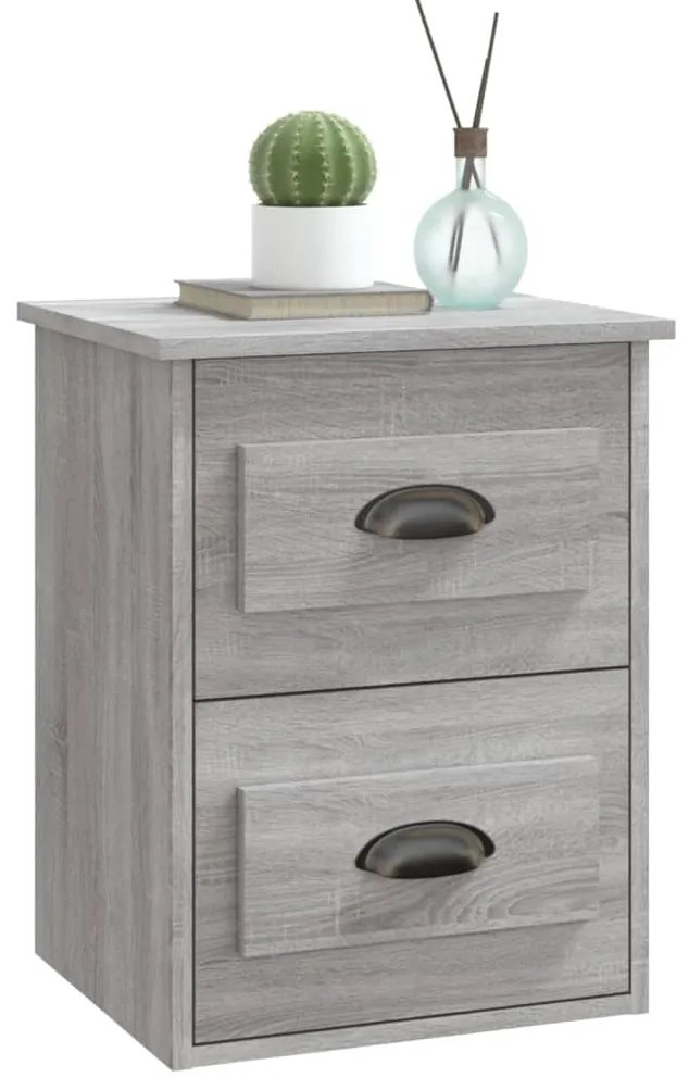 Mesas de cabeceira parede 2 pcs 41,5x36x53 cm cinzento sonoma