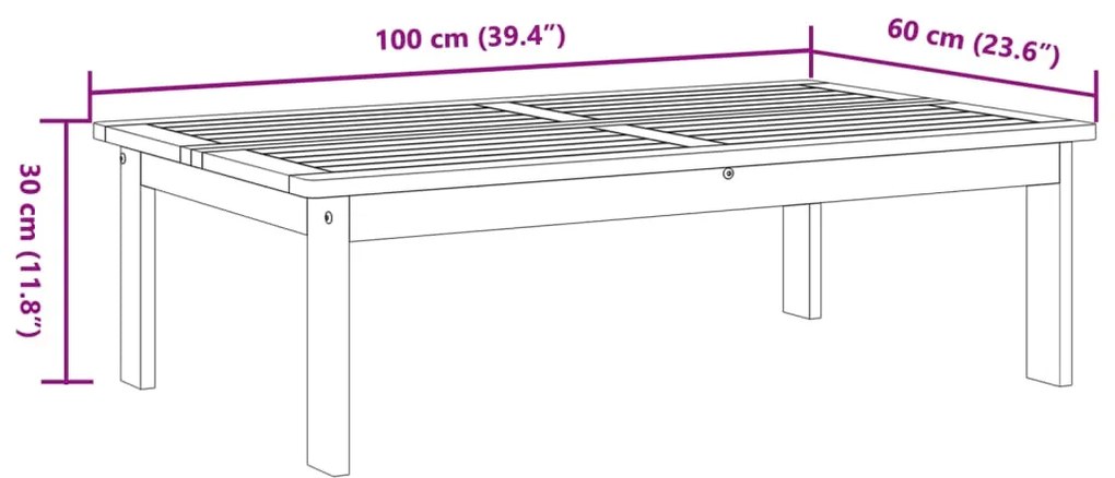Mesa de jardim 100x60x30 cm madeira de acácia maciça