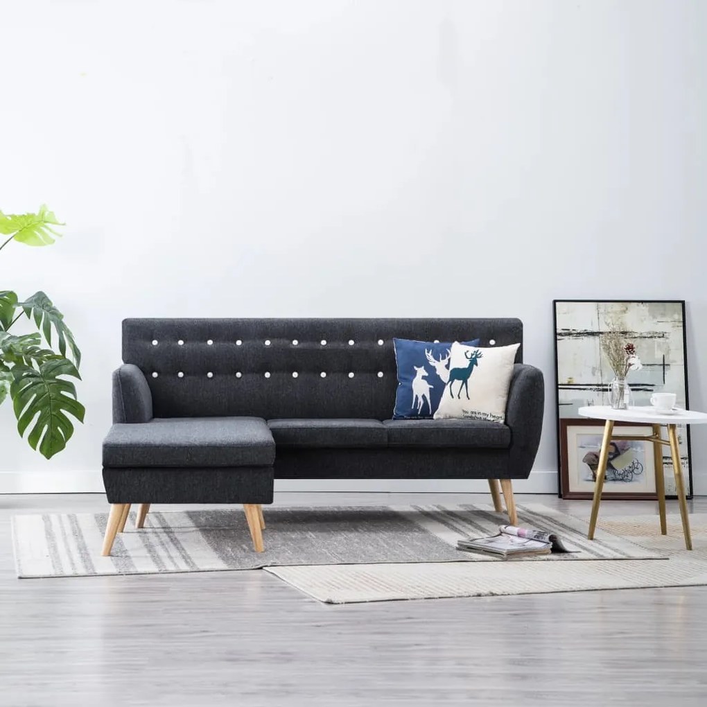 vidaXL Sofá em tecido c/ forma de L 171,5x138x81,5 cm cinzento escuro