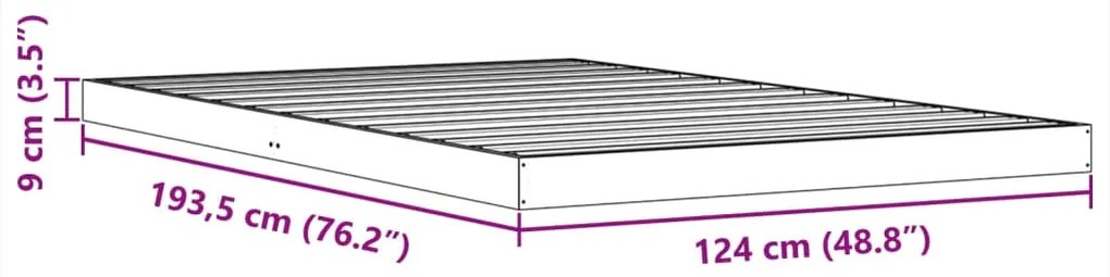 Estrutura de cama 120x190 cm madeira pinho maciça castanho cera