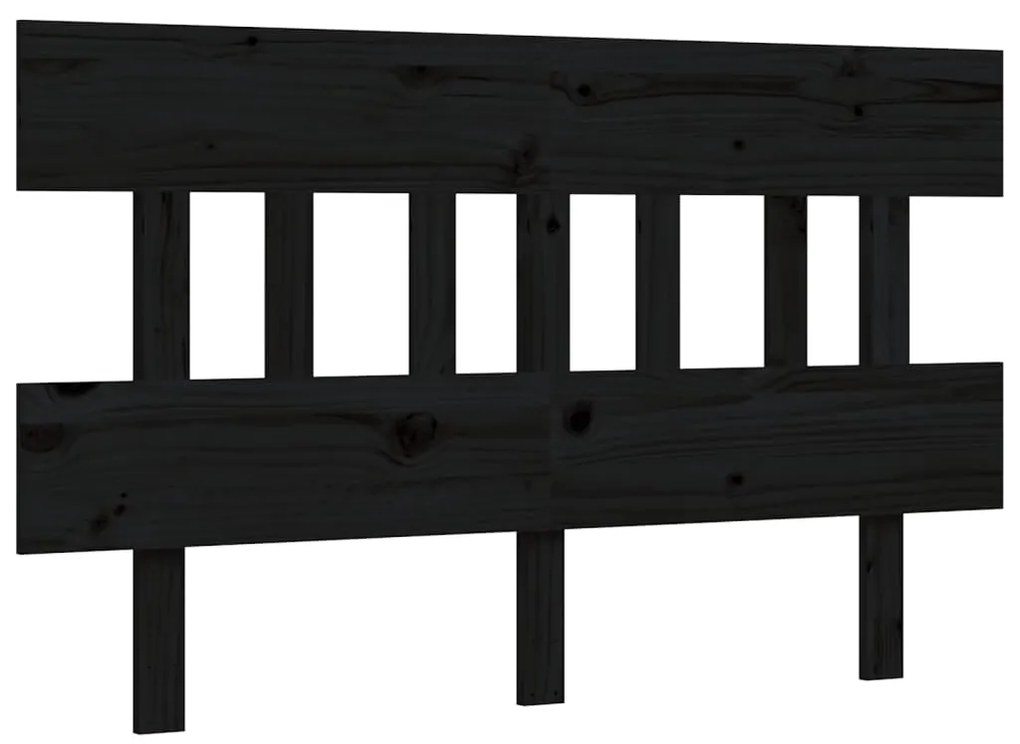 Estrutura de cama com cabeceira 140x190 cm madeira maciça preto