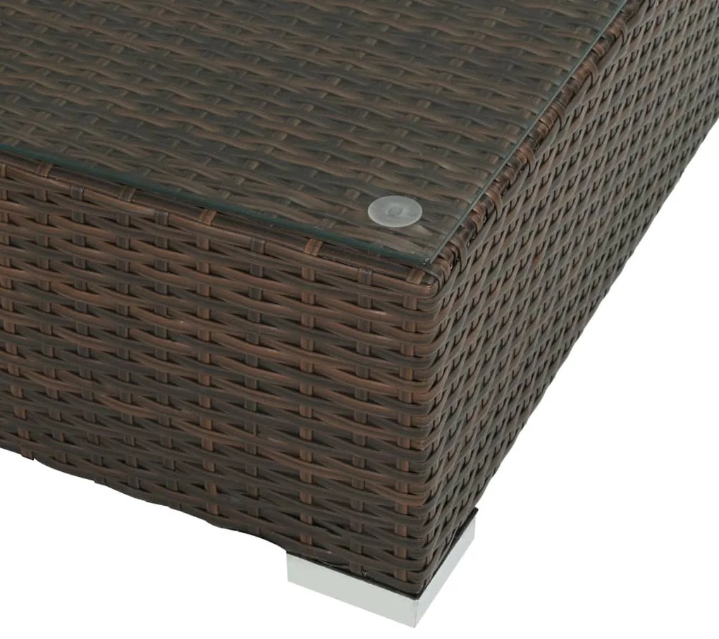 8 pcs conjunto lounge jardim c/ almofadões vime PE castanho