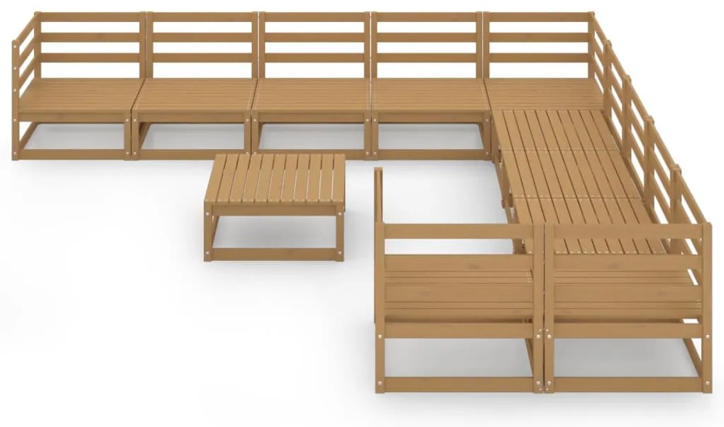 11 pcs conjunto lounge de jardim pinho maciço