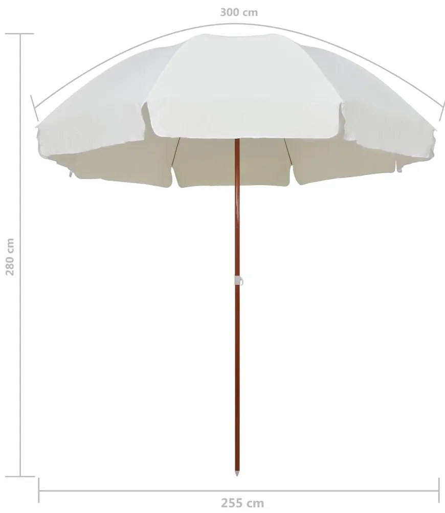 Guarda-sol de jardim com poste de aço 300 cm cor areia