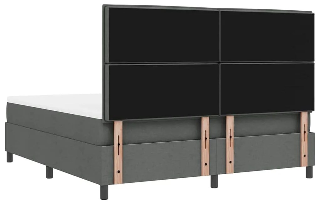 Cama Box com Colchão e Luz LED - Cinza Escuro - 180 x 200 cm Tecido