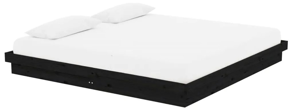 Estrutura de cama 200x200 cm madeira maciça preto