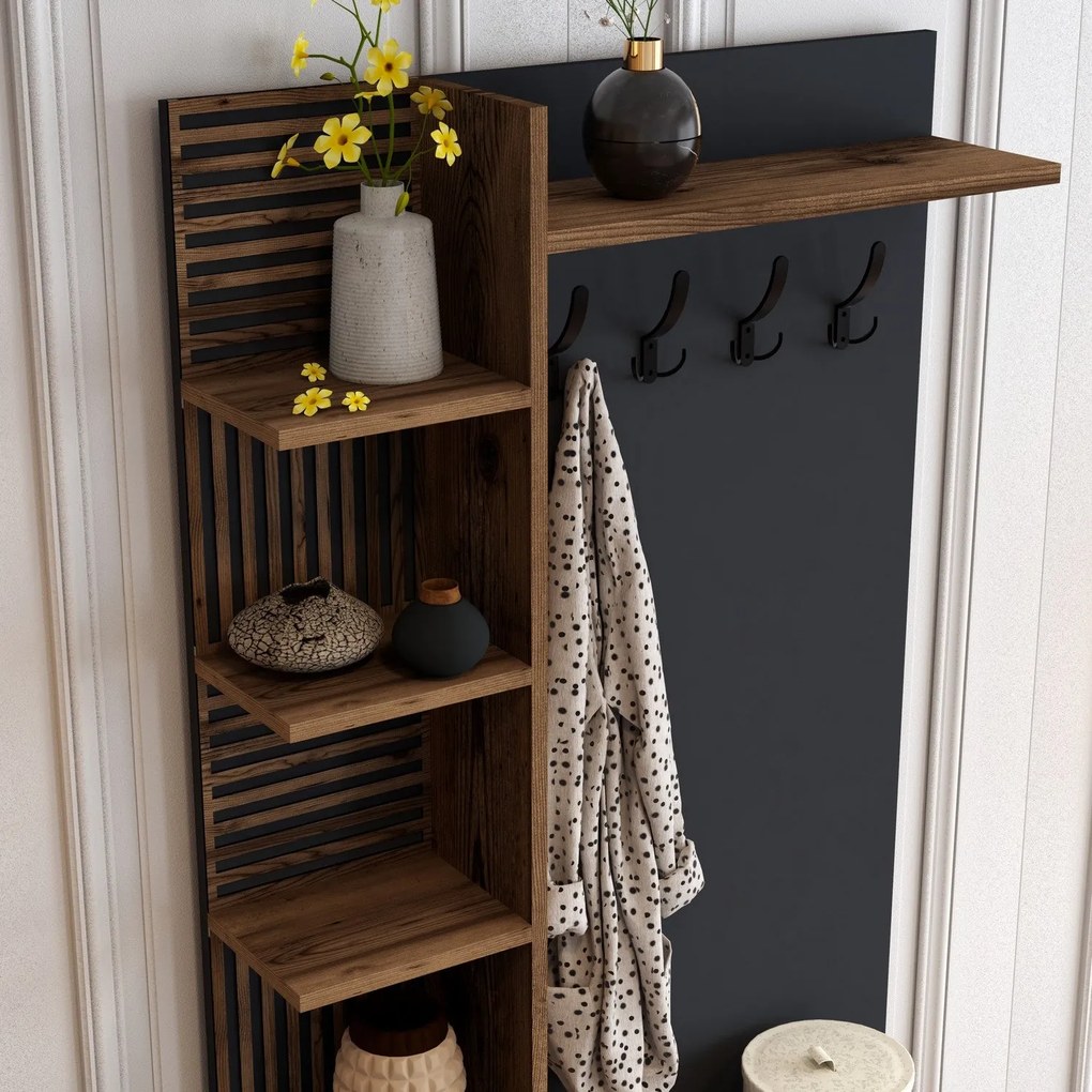 Hall Stand Viyana D – Nogueira Antracite – 90x200x35 cm