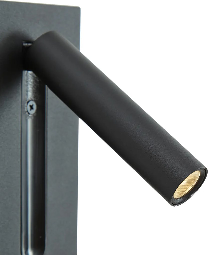 Conjunto de 2 candeeiros de parede modernos pretos com LED - Plaza