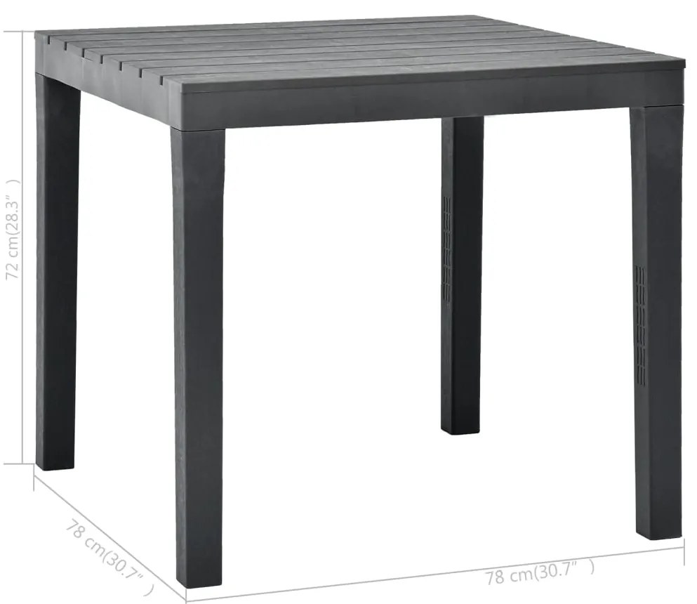 Mesa de jardim 78x78x72 cm plástico antracite