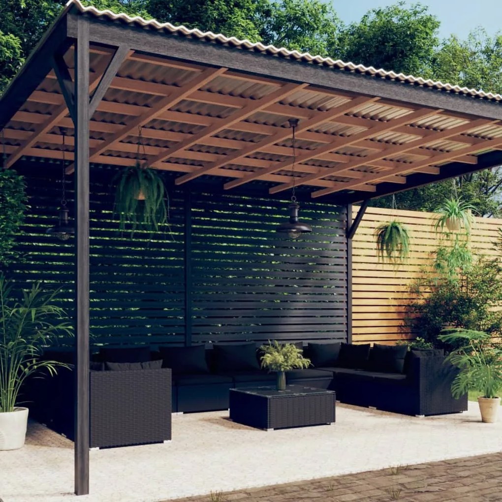 vidaXL 11 pcs conjunto lounge de jardim c/ almofadões vime PE preto
