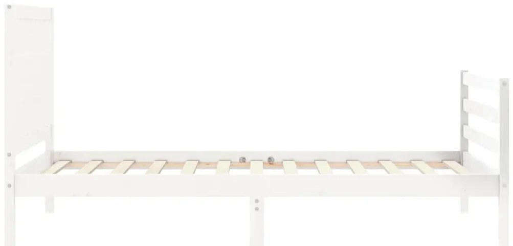Estrutura de cama com cabeceira 100x200cm madeira maciça branco