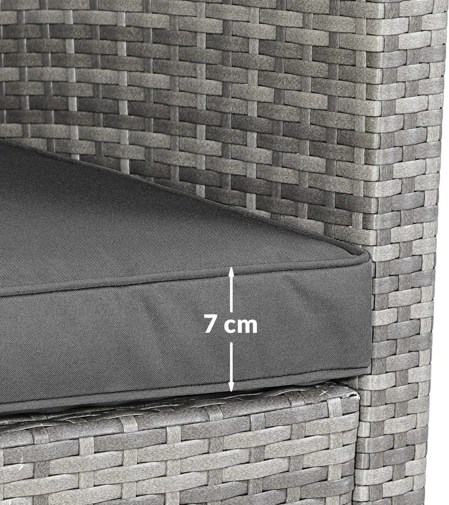 Conjunto Jardim de canto em Polyrattan Lisboa, incluindo almofadas cinzento/antracite