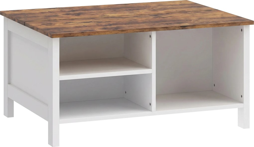 HOMCOM Baú de Armazenamento em Madeira com Tampa, 80x60x40 cm, Castanho Rústico | Aosom Portugal