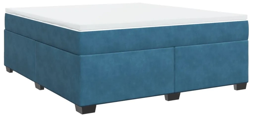 Cama com molas/colchão 180x200 cm veludo azul-escuro