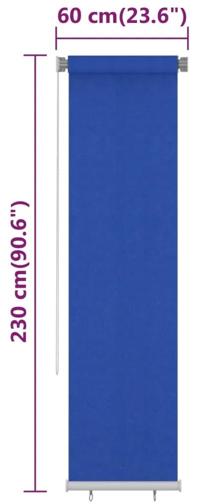 Estore de rolo para exterior PEAD 60x230 cm azul