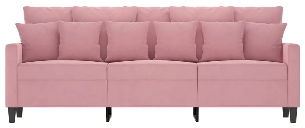 Sofá de 3 lugares 180 cm veludo rosa