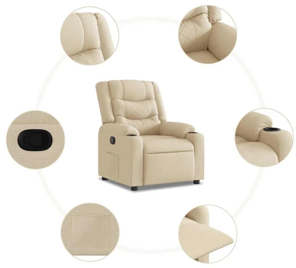 Poltrona reclinável tecido cor creme