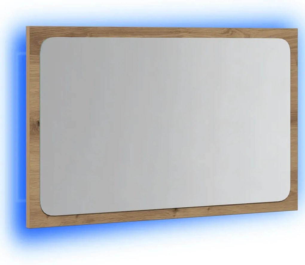 Espelho casa de banho c/ luz LED 60x8,5x38cm carvalho artisiano