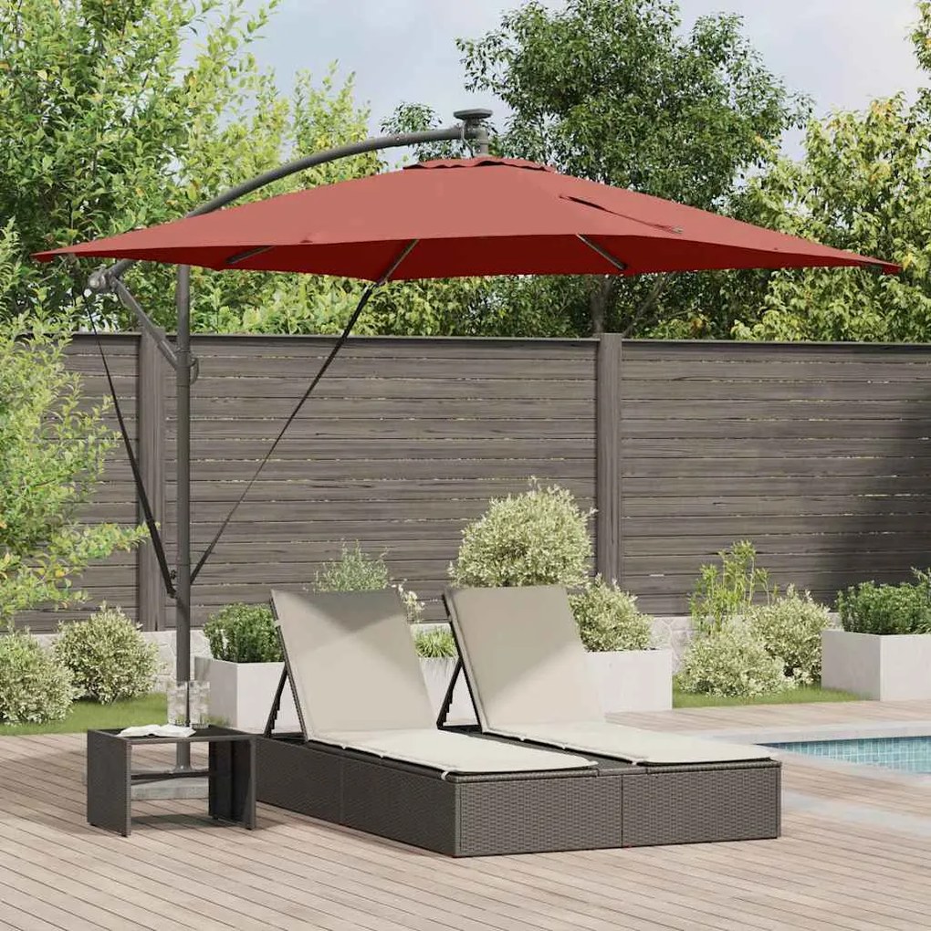 vidaXL Guarda-sol de Bananeira Cantilever Terracota 249 x 249 x 250 cm