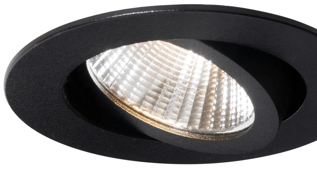 Set van 6 inbouwspots zwart 6,8cm incl. LED 750 lm dimbaar IP23 - Gaius