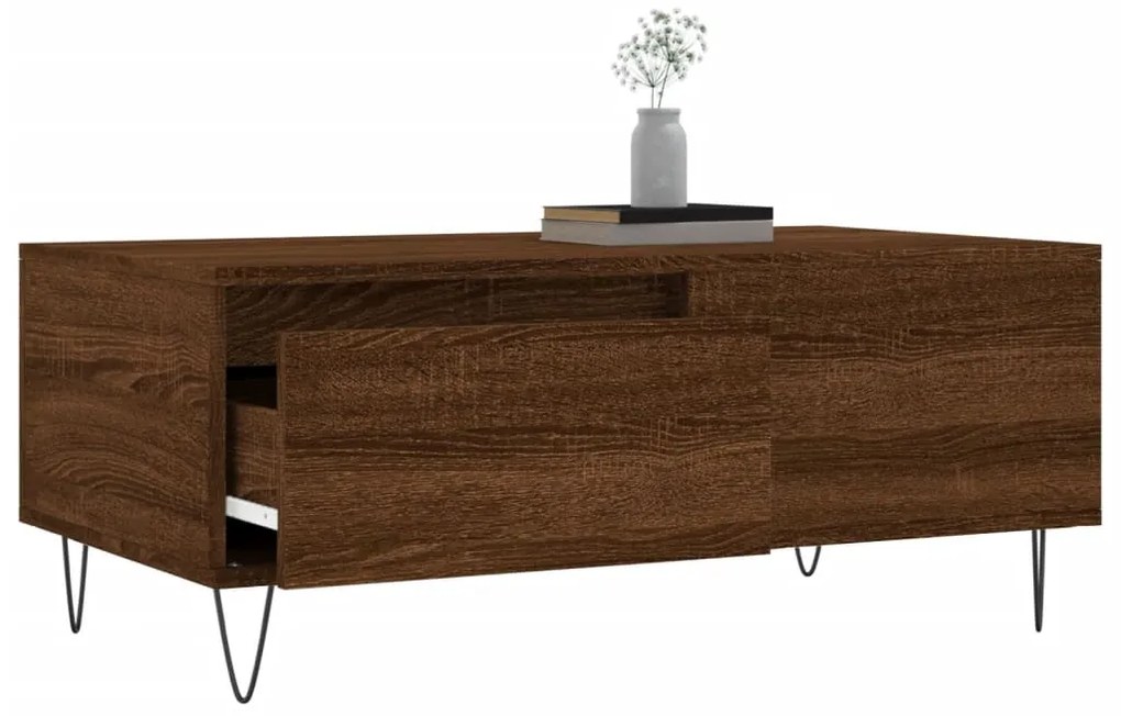 Mesa de centro 90x50x36,5cm derivados madeira carvalho castanho