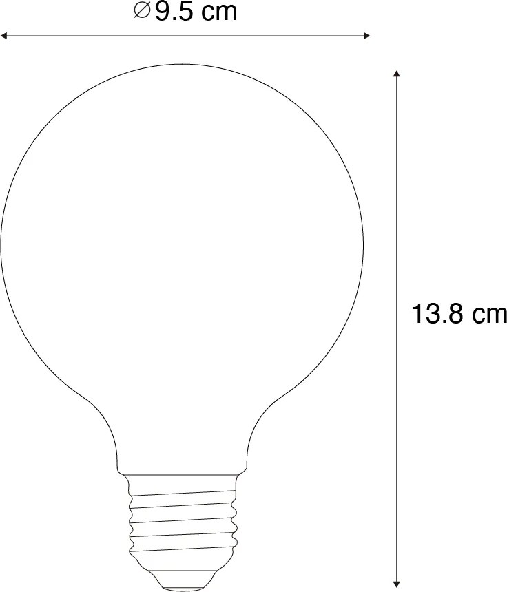 Conjunto de 5 lâmpadas LED E27 G95 transparentes 3,8W 806 lm 3000K