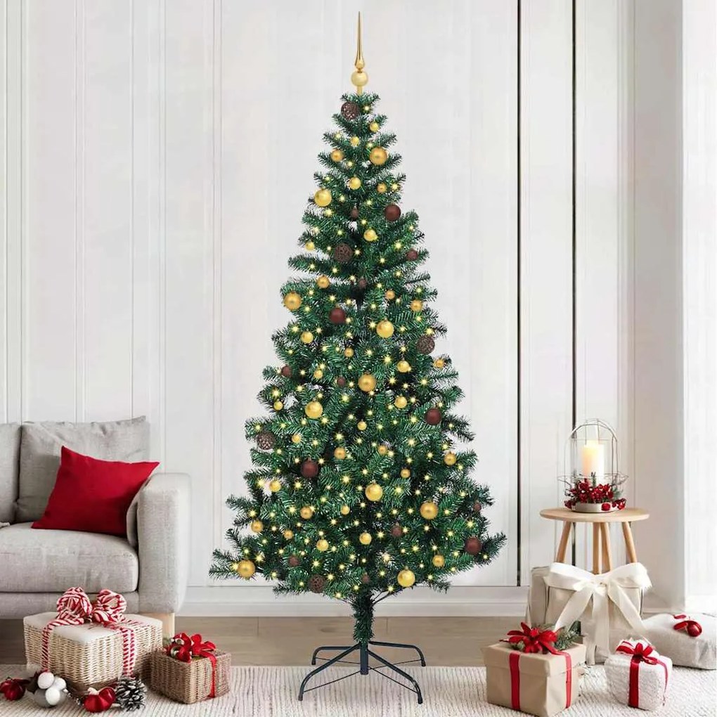 vidaXL Árvore de Natal Artificial Pré-iluminada Verde 240 cm