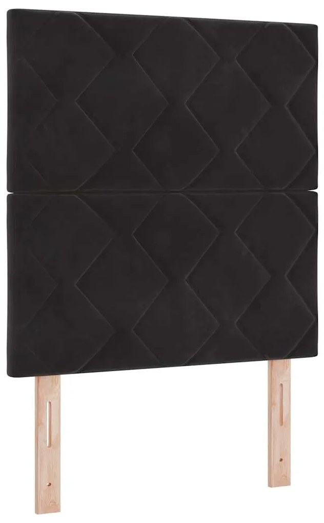 Cabeceira LED Design Blocos de Diamante Preto 80 cm Veludo