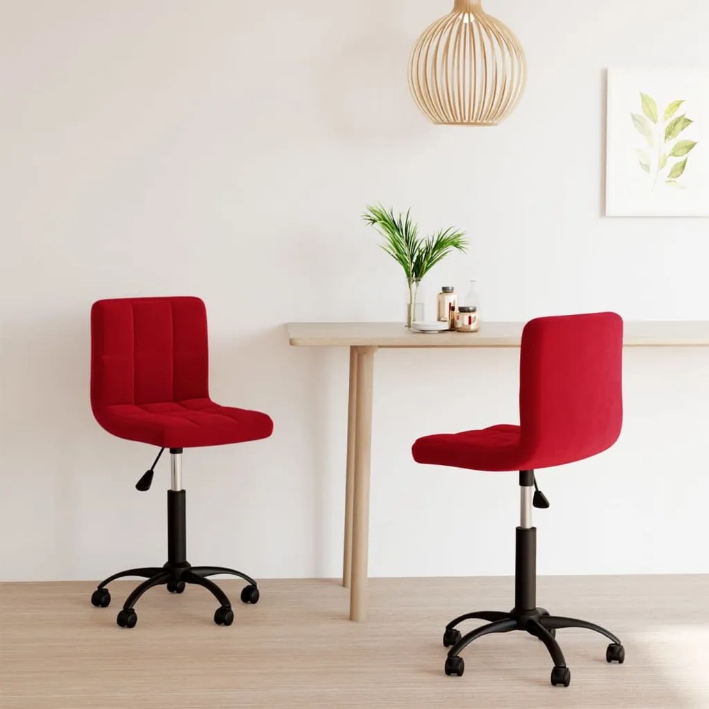 vidaXL Cadeiras de jantar giratórias 2 pcs veludo vermelho tinto