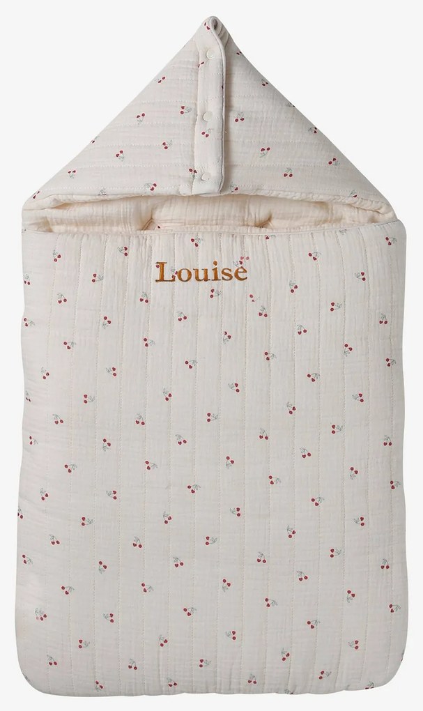 Ninho em gaze de algodão bege estampado