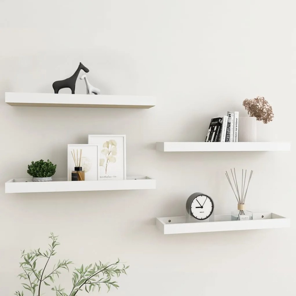 vidaXL Prateleiras parede Loggia 4 pcs 60x15x4cm MDF carvalho e branco