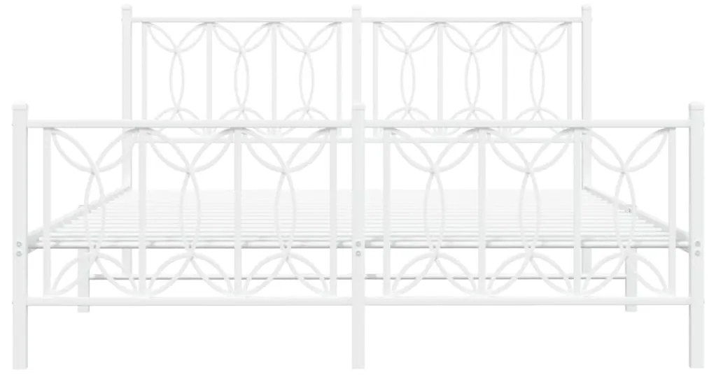 Estrutura de cama com cabeceira e pés 150x200 cm metal branco