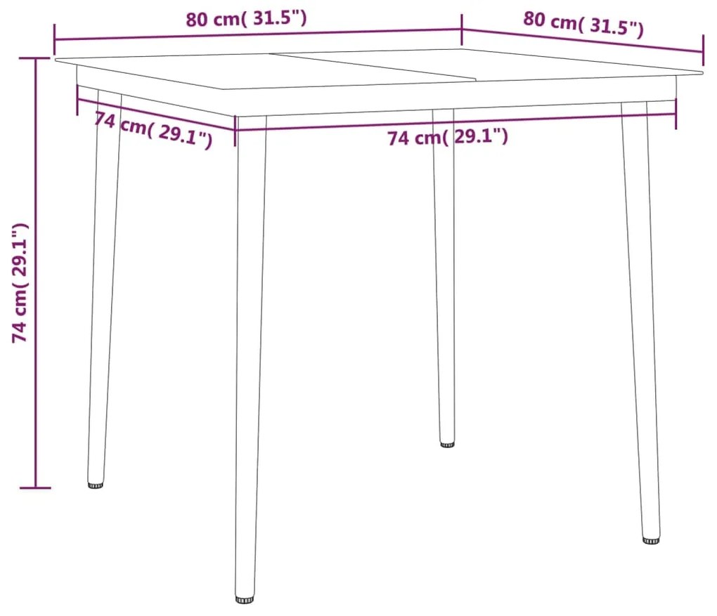 5 pcs Conjunto de jantar para jardim preto