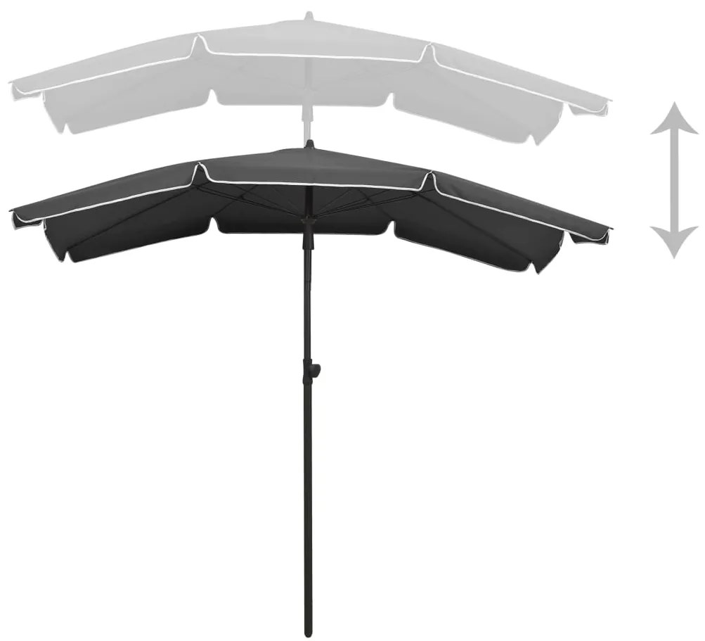 Guarda-sol de jardim com poste 200x130 cm antracite