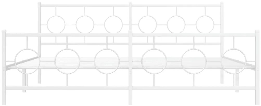 Estrutura de cama com cabeceira e pés 193x203 cm metal branco