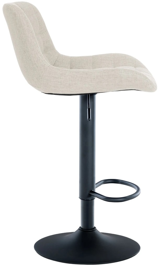 Banco de bar Tover em tecido e com estrutura preta 48 x 81-105 x 54 cm Creme