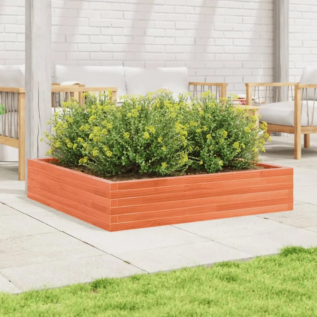 Vaso/floreira de jardim 110x110x23 cm pinho maciço castanho-mel