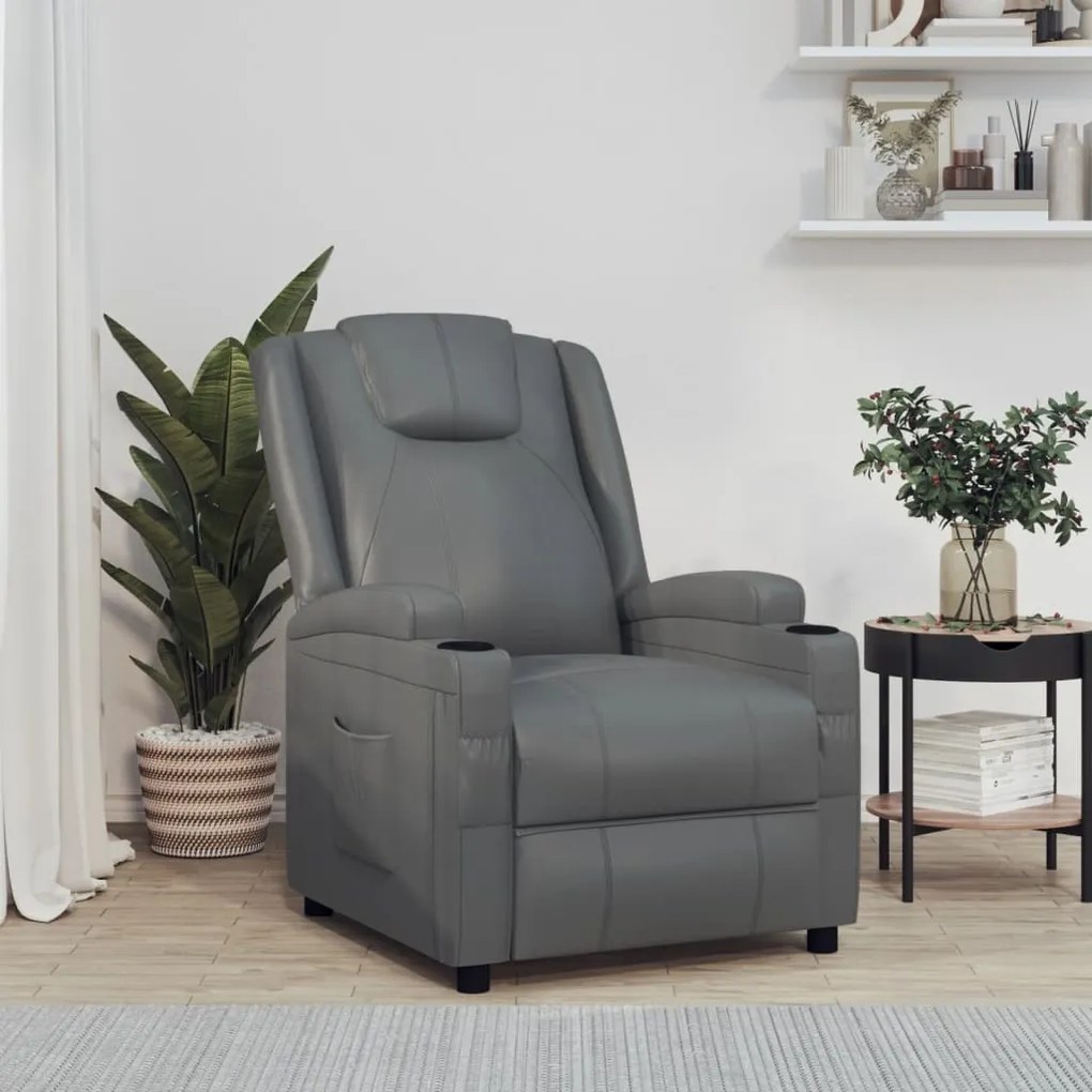 321307 vidaXL Poltrona reclinável couro artificial antracite