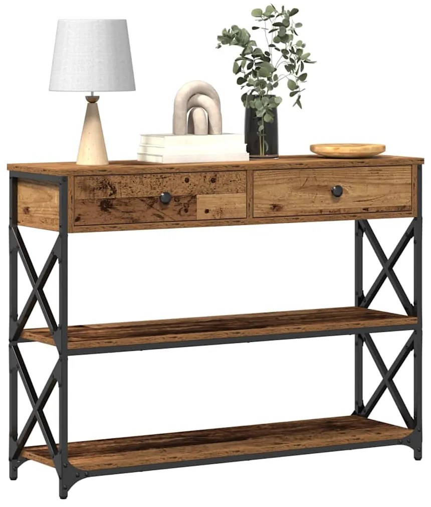 Mesa de Consola vidaXL Madeira Antiga 100x28x75 cm Madeira de Engenhar